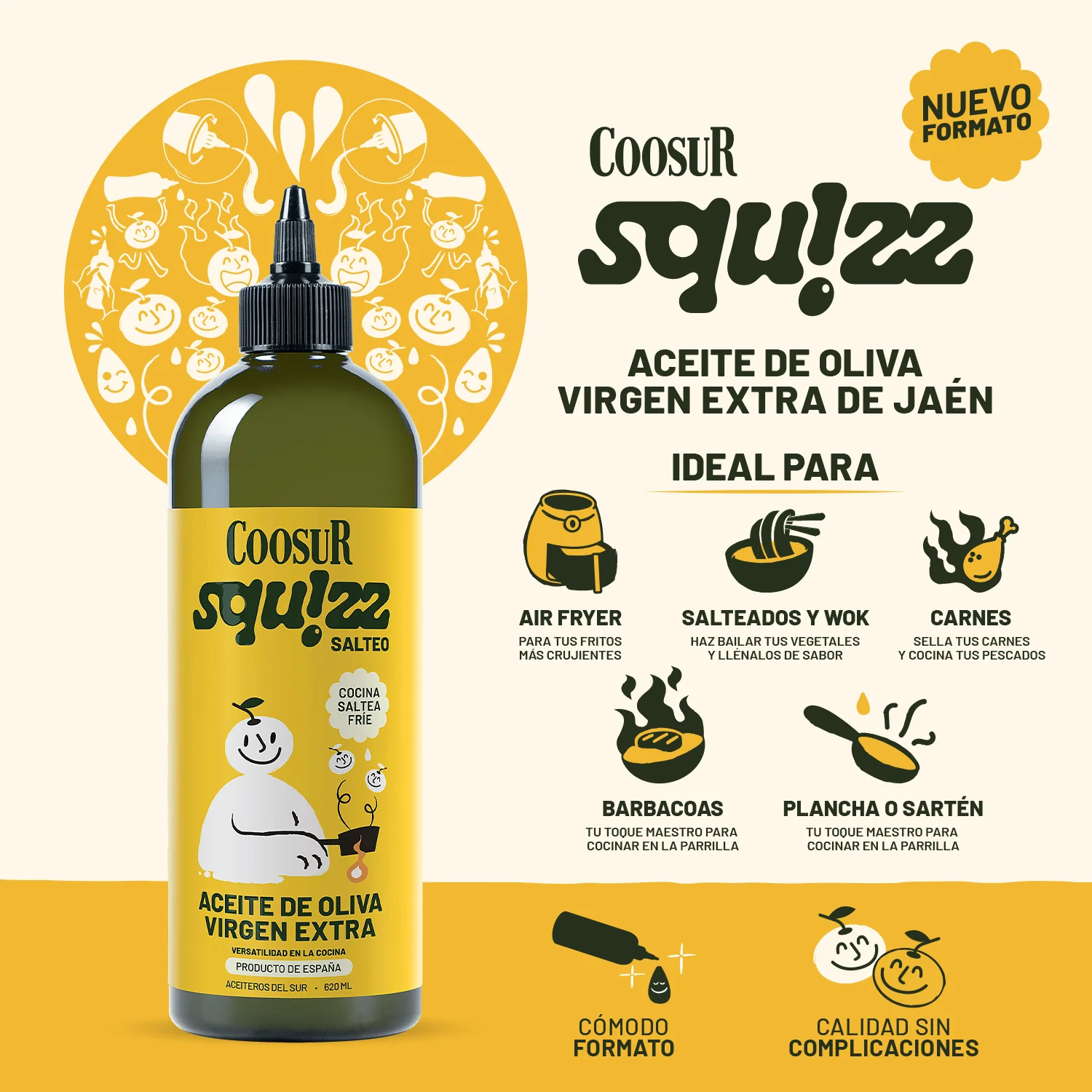Aceite de Oliva Virgen Extra Salteo Coosur SQUIZZ 620ml - Image 2